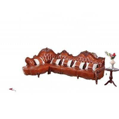 Genuine Leather solid wood sofa set european style